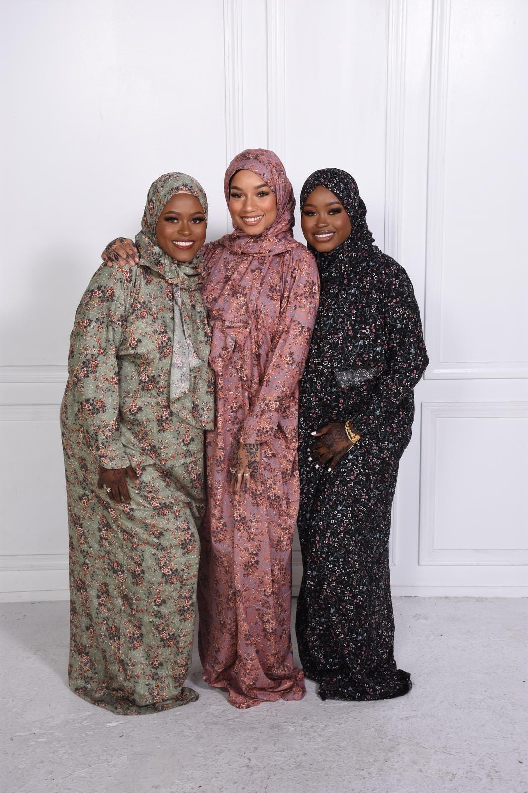 Floral Prayer Dress with Attached Hijab | Lightweight Modest Mukena for Women & Kids