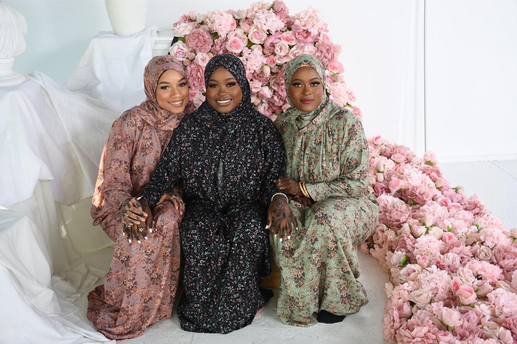 Floral Prayer Dress with Attached Hijab | Lightweight Modest Mukena for Women & Kids