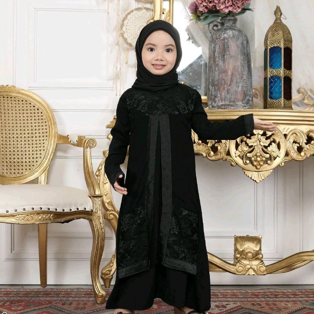 Mommy & Me Black Abaya Set with Hijab | Mother–Daughter Matching Outfit for Eid & Ramadan