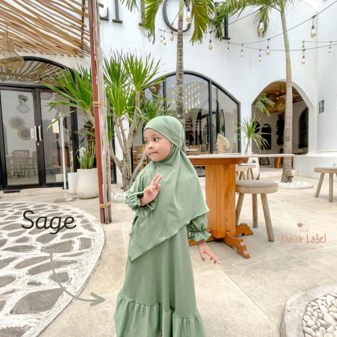 SAFIYYAH Baby Syar’i Hijab Set | Ruffled Abaya Dress for Ramadan & Eid (0–5 Years)