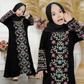TURKEY 1301 Black Baby Girl Abaya Set with Pashmina | Saudi Style Outfit for Ramadan, Eid & Umrah