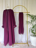 Raina Ramadan Mommy and Me Modest Dress Set Burgundy