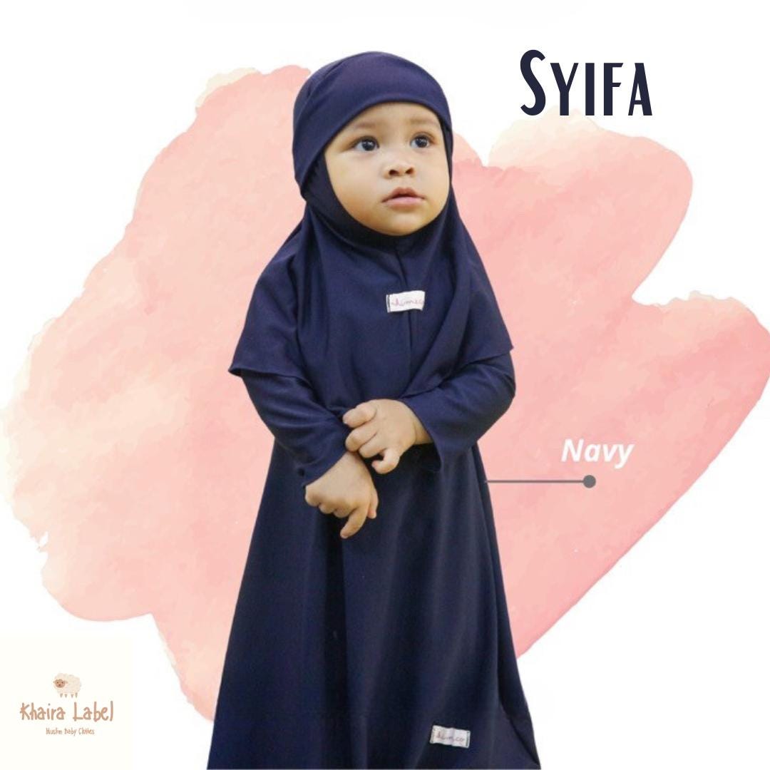 SYIFA Baby Girl Muslim Dress Set | Abaya & Hijab Outfit for 0–3 Years