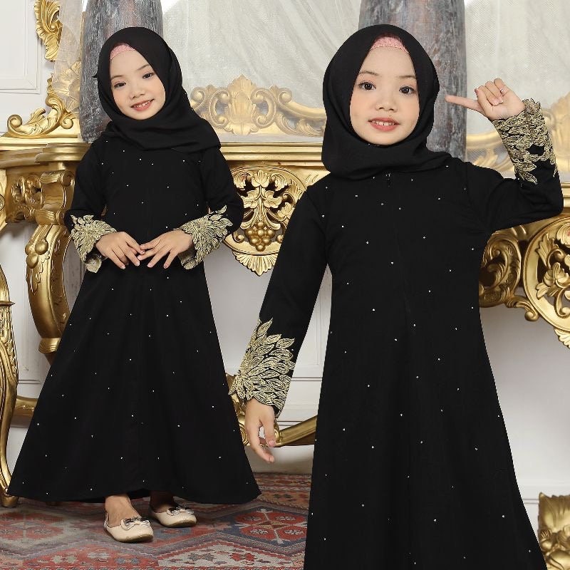 SONIA Black Me & Mommy Abaya Set with Pashmina | Saudi Style for Ramadan, Eid & Umrah