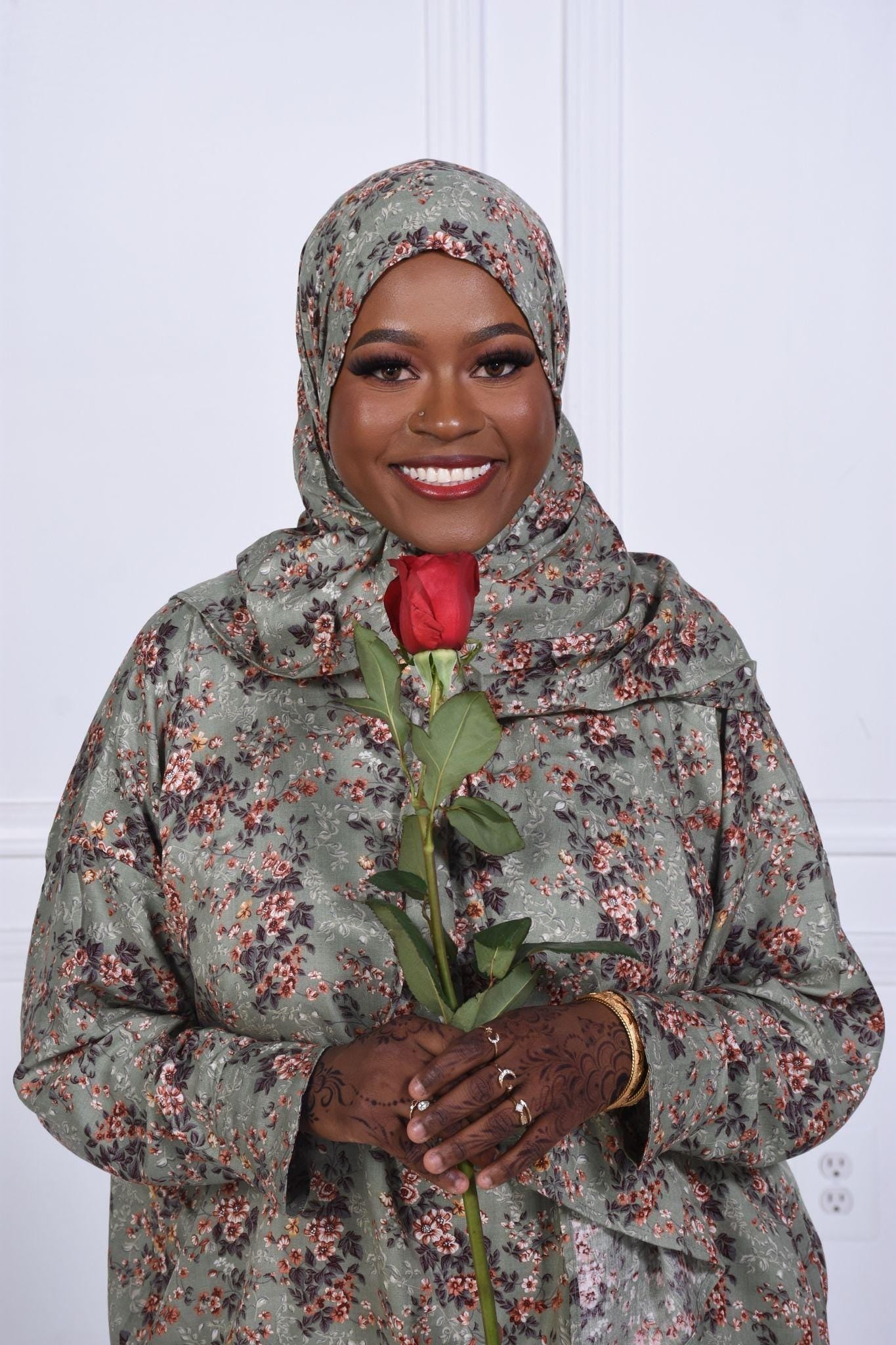 Floral Prayer Dress with Attached Hijab | Lightweight Modest Mukena for Women & Kids