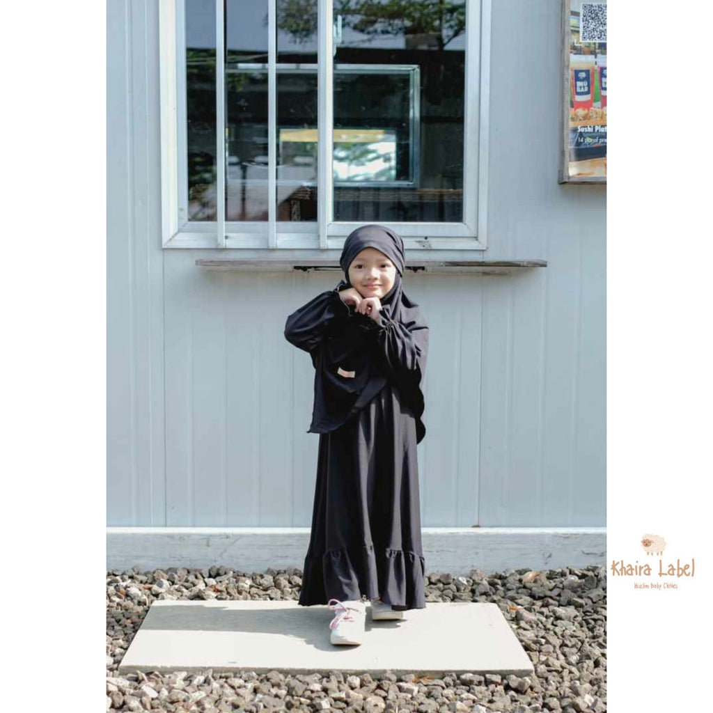 SAFIYYAH Baby Syar’i Hijab Set | Ruffled Abaya Dress for Ramadan & Eid (0–5 Years)