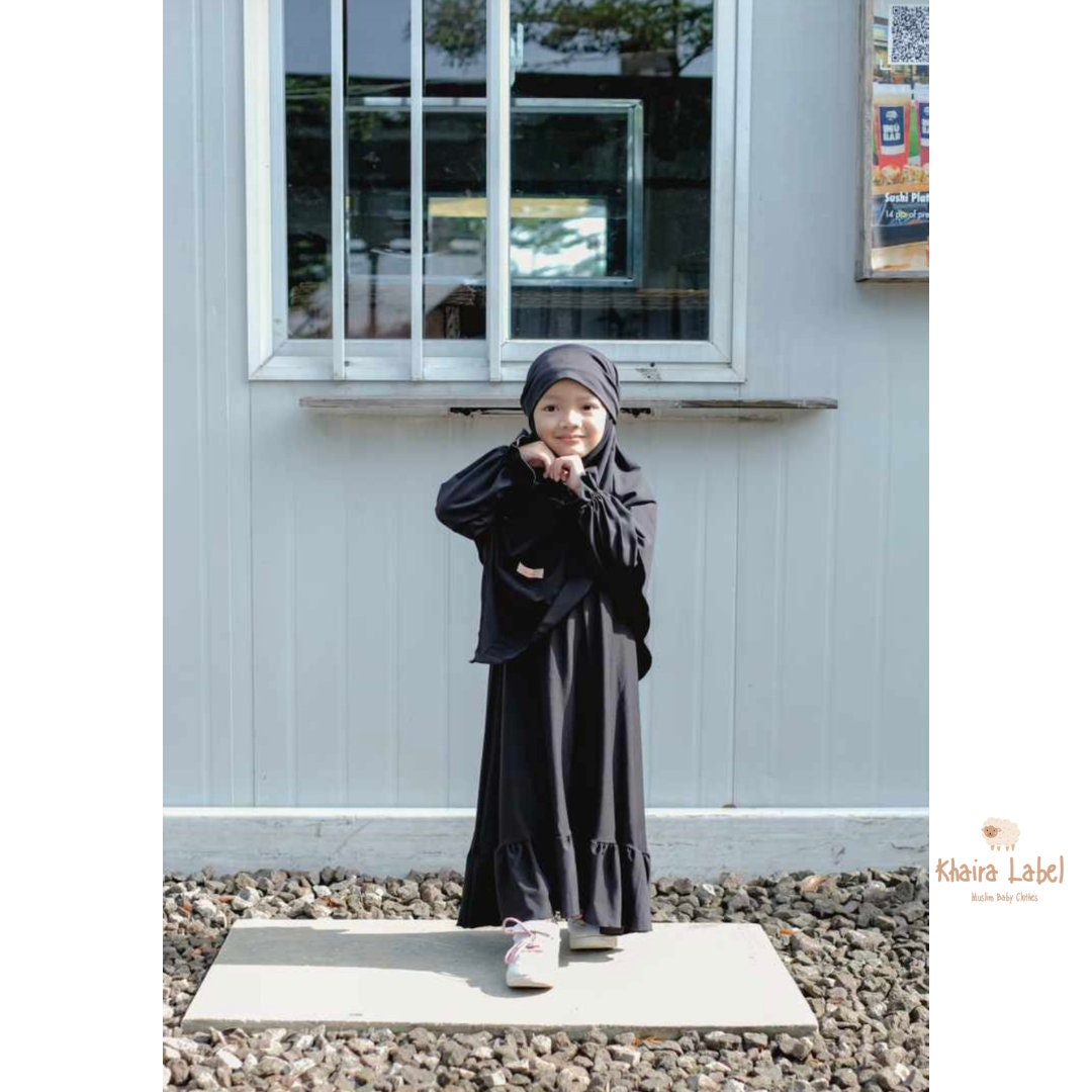 SAFIYYAH Baby Syar’i Hijab Set | Ruffled Abaya Dress for Ramadan & Eid (0–5 Years)