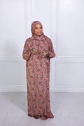 Floral Prayer Dress with Attached Hijab | Lightweight Modest Mukena for Women & Kids