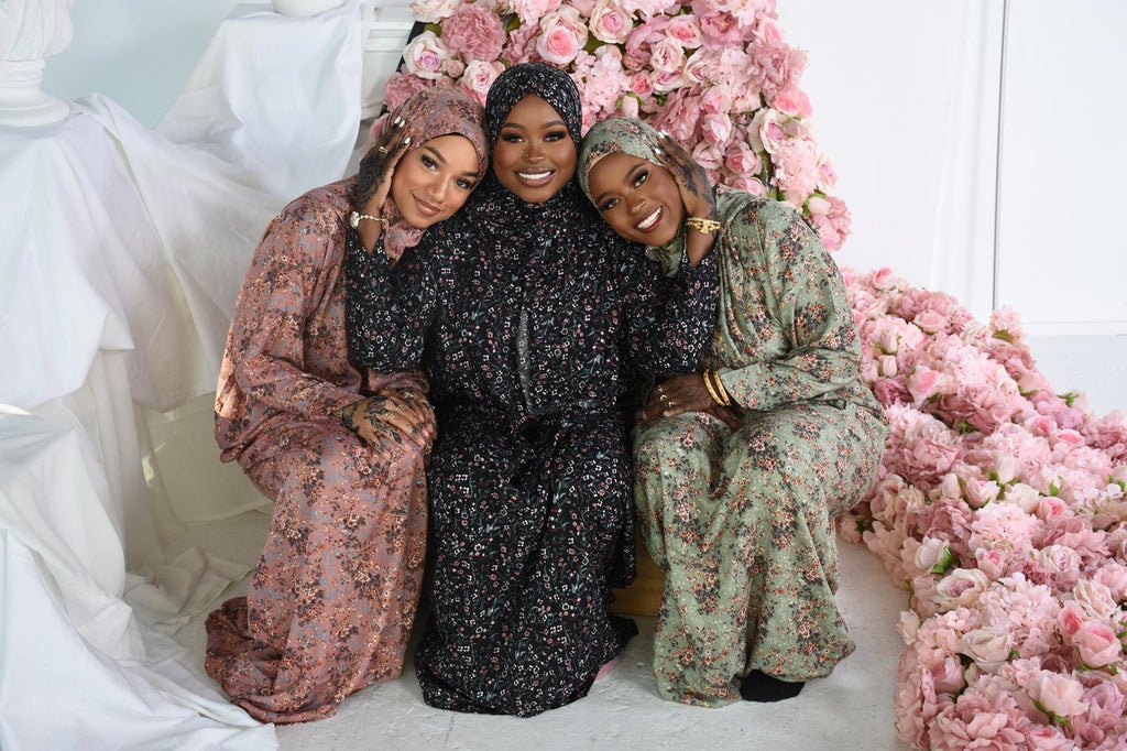 Floral Prayer Dress with Attached Hijab | Lightweight Modest Mukena for Women & Kids
