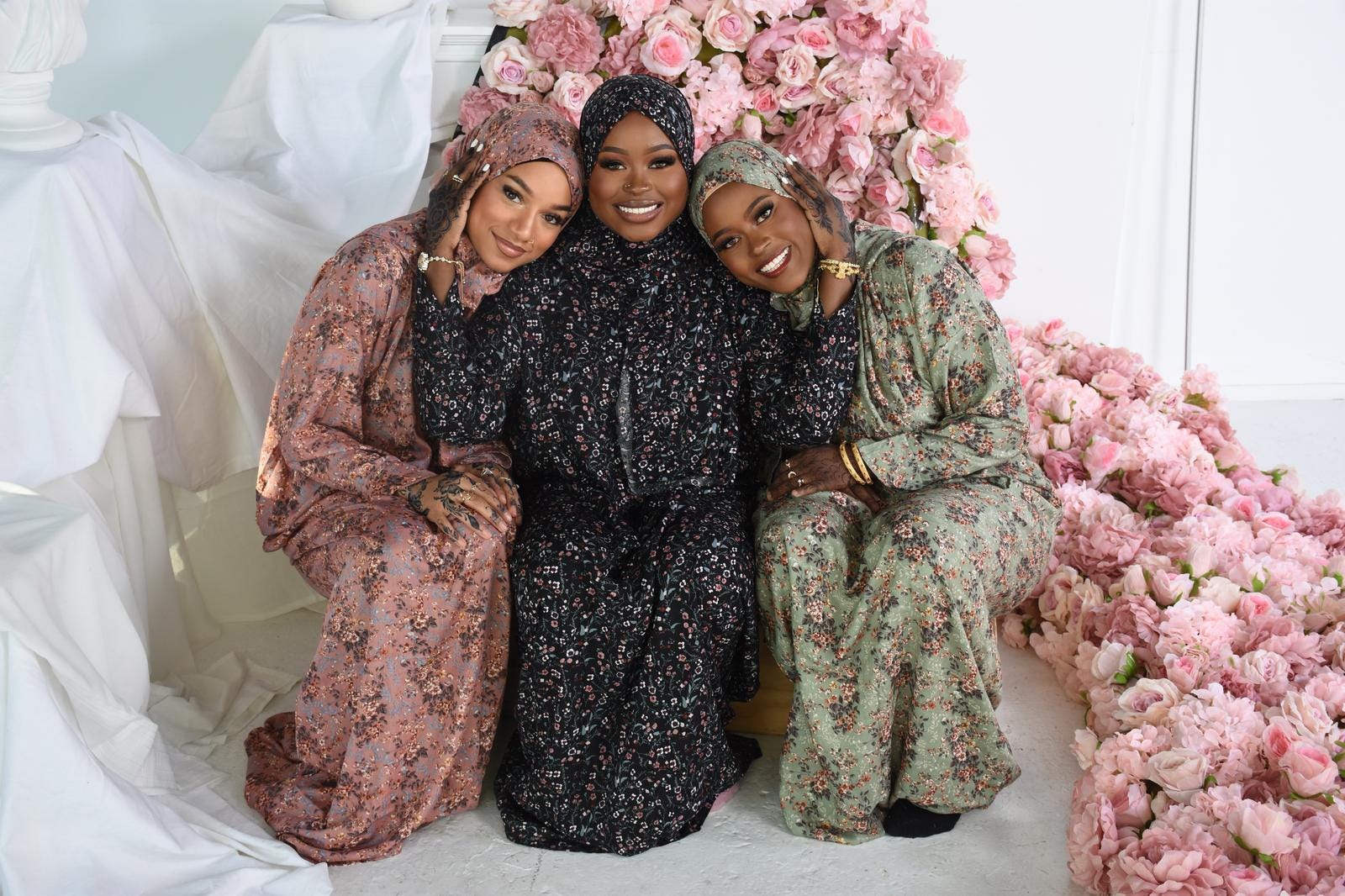 Floral Prayer Dress with Attached Hijab | Lightweight Modest Mukena for Women & Kids