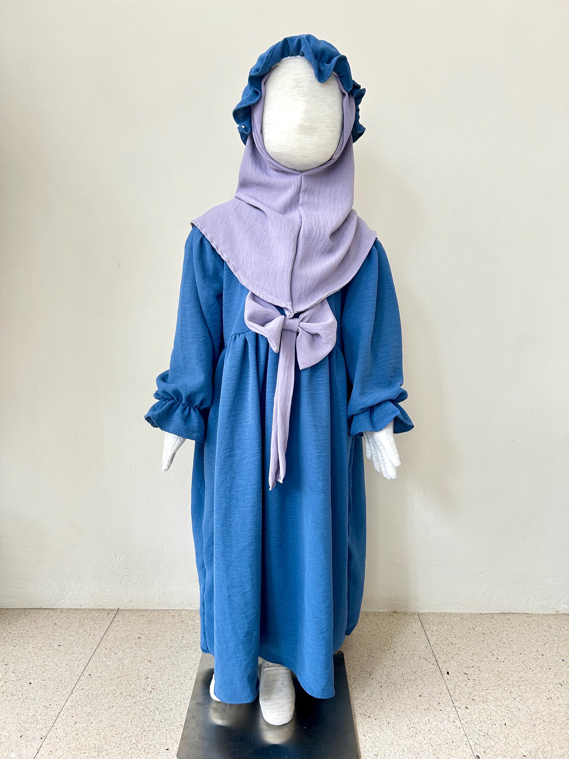 HASNA Baby Abaya Set with Ribbon & Bonnet | Eid & Ramadan Outfit (2–5Y)