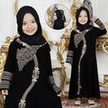 TURKEY 1229 Black Baby Girl Abaya Set with Pashmina | Saudi Style for Ramadan, Eid & Umrah