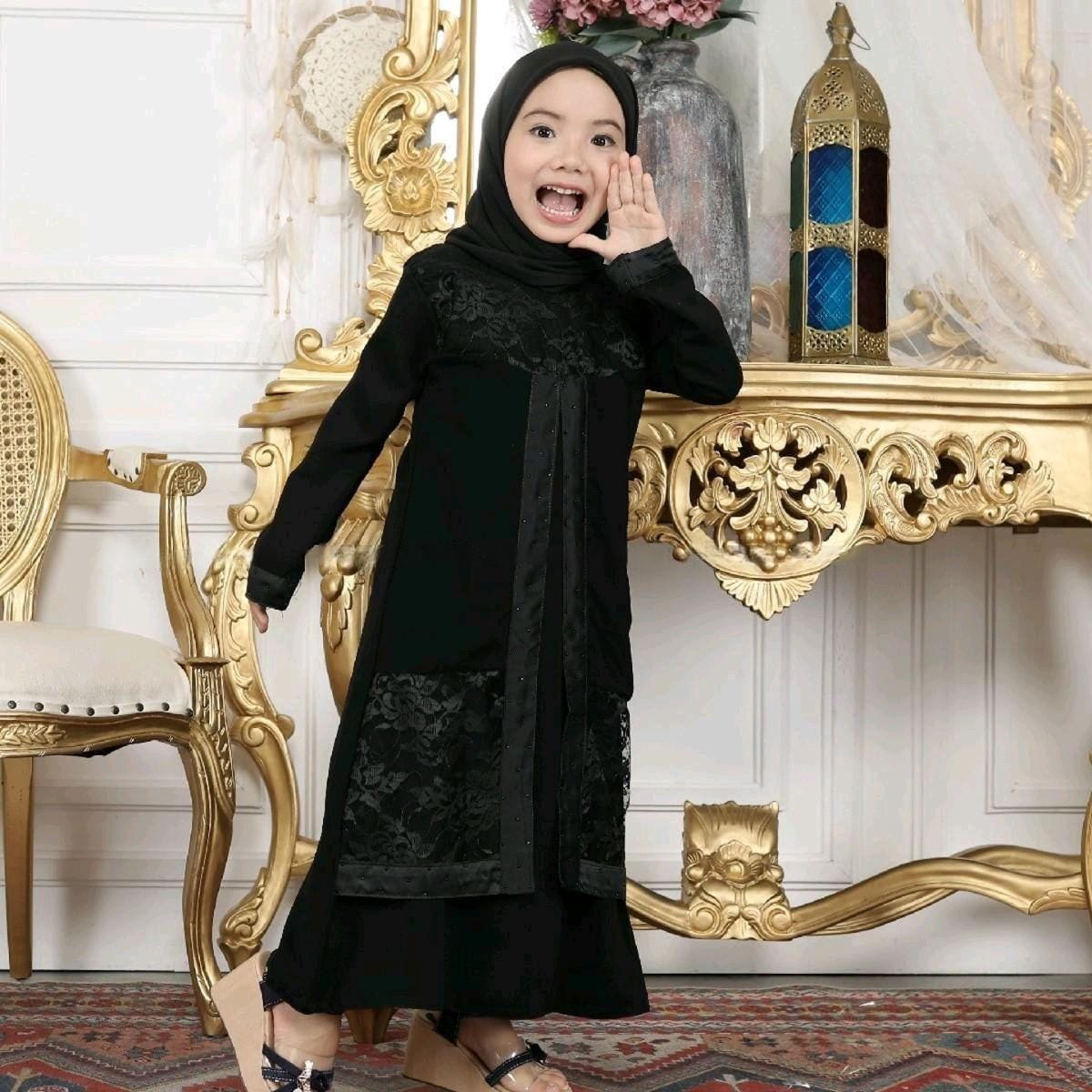 Mommy & Me Black Abaya Set with Hijab | Mother–Daughter Matching Outfit for Eid & Ramadan