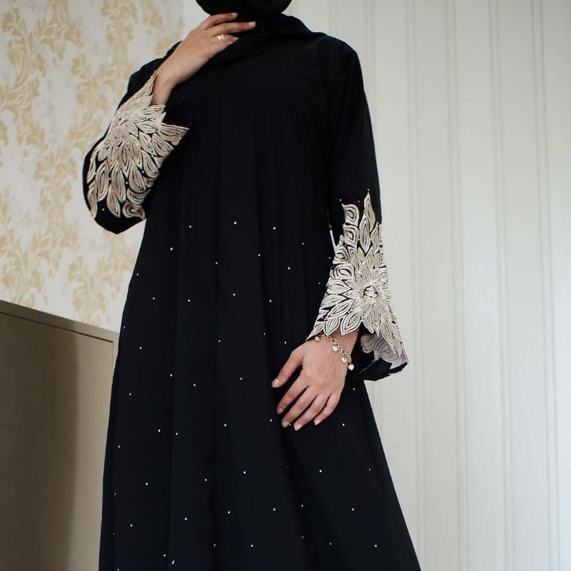SONIA Black Me & Mommy Abaya Set with Pashmina | Saudi Style for Ramadan, Eid & Umrah