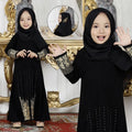 GOLD MUMBAI Black Baby Girl Abaya Set with Pashmina | Saudi Style for Ramadan, Eid & Umrah