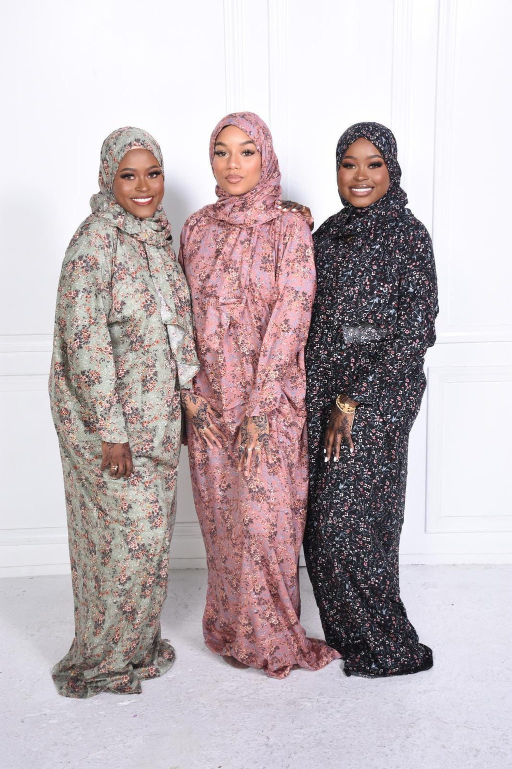 Floral Prayer Dress with Attached Hijab | Lightweight Modest Mukena for Women & Kids