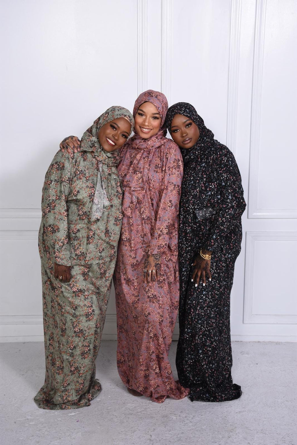 Floral Prayer Dress with Attached Hijab | Lightweight Modest Mukena for Women & Kids