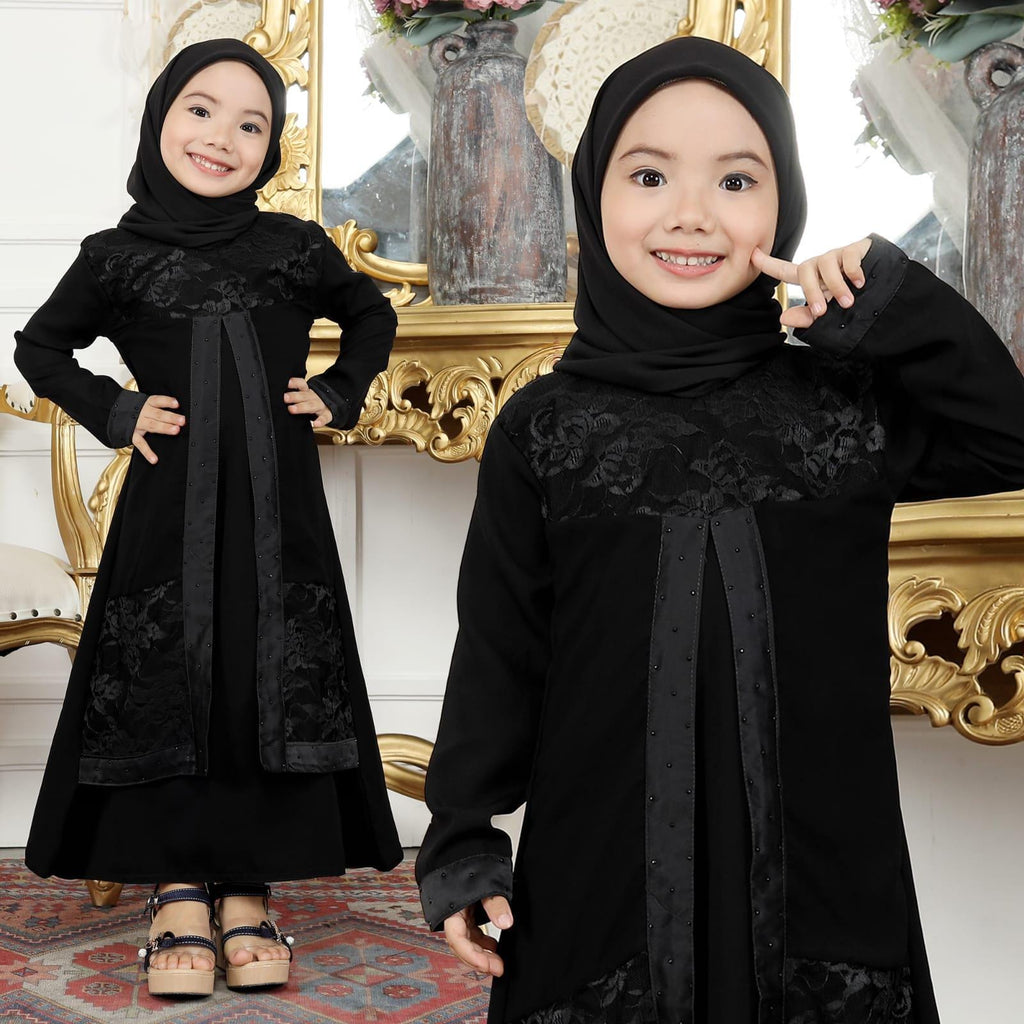 Mommy & Me Black Abaya Set with Hijab | Mother–Daughter Matching Outfit for Eid & Ramadan