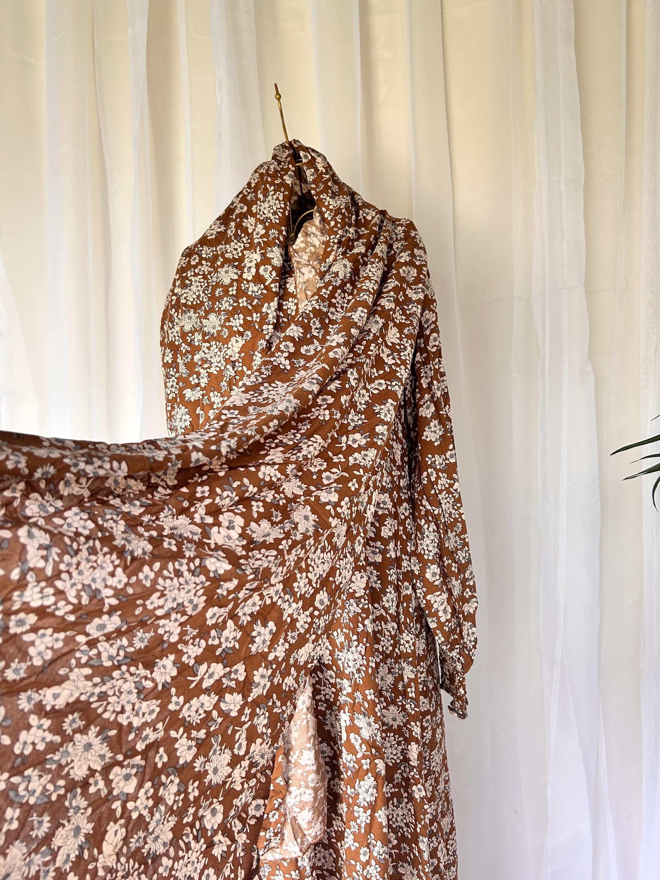 Earth Tone Floral Prayer Dress with Attached Hijab | Modest Muslim Prayer Wear